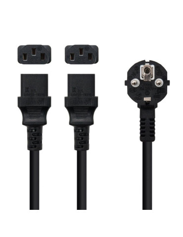 Cable Alimentación Nanocable 10.22.0100/ Schuko Macho - 2 x C13 Hembra/ 1.8m/ Negro 2