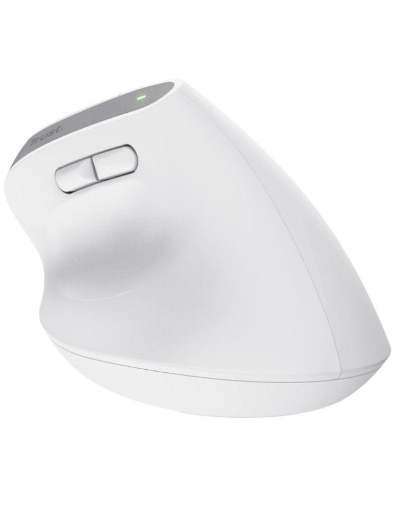 Ratón Vertical Inalámbrico por Bluetooth Trust Bayo+/ Batería Recargable/ Hasta 2400 DPI/ Blanco