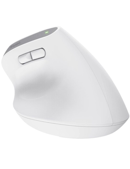 Ratón Vertical Inalámbrico por Bluetooth Trust Bayo+/ Batería Recargable/ Hasta 2400 DPI/ Blanco