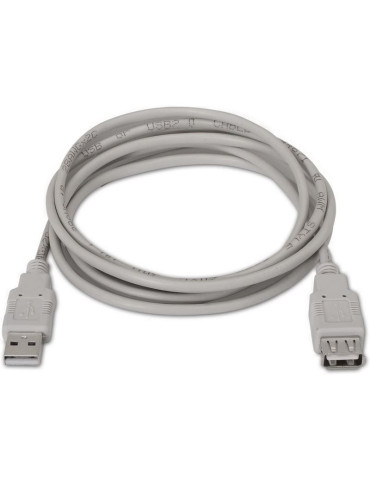 Cable Alargador USB 2.0 Aisens A101-0013/ USB Macho - USB Hembra/ Hasta 2.5W/ 60Mbps/ 1.8m/ Beige 2