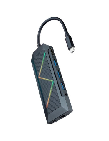 Docking USB Tipo-C Nanocable 10.16.0901/ 3xUSB/ 1xUSB Tipo-C PD/ 1xHDMI/ 1xRJ45/ 1xLector Tarjetas SD TF/ Audio