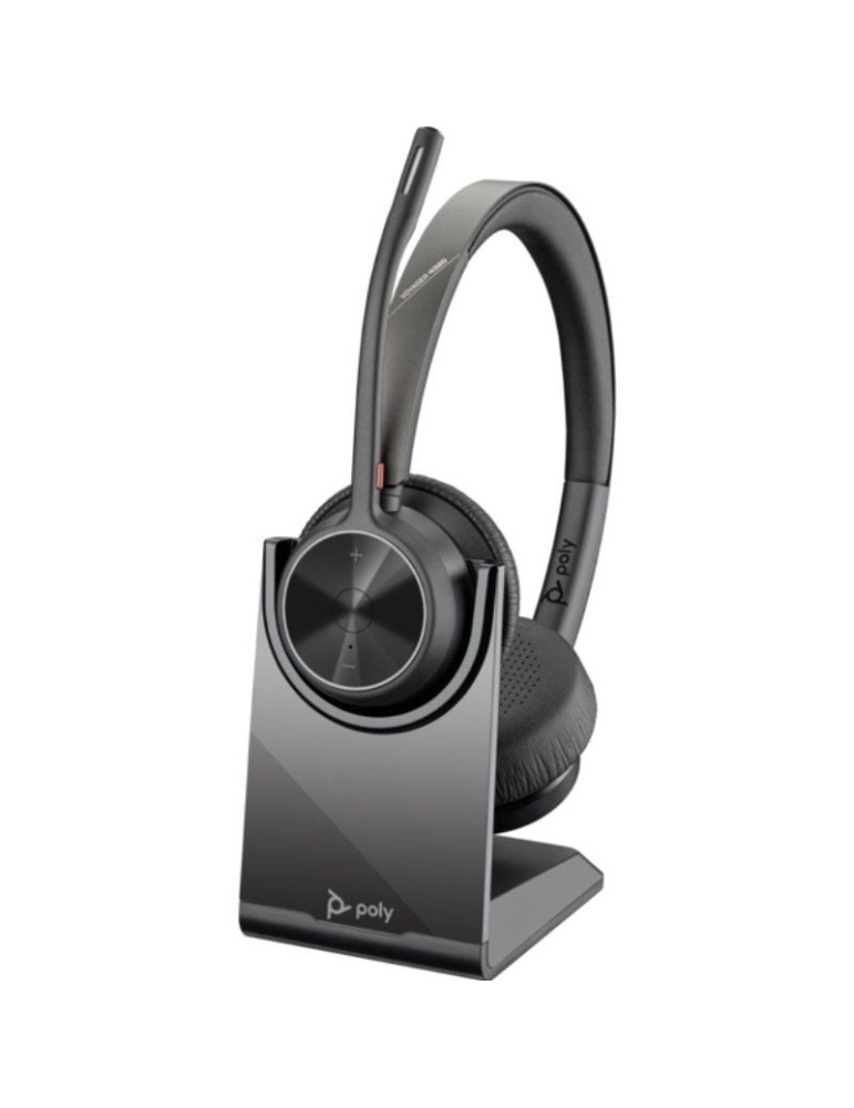 Auriculares Inalámbricos Poly Voyager 4320 UC + Adaptador BT700 + Base de Carga/ con Micrófono/ Bluetooth/ Negros