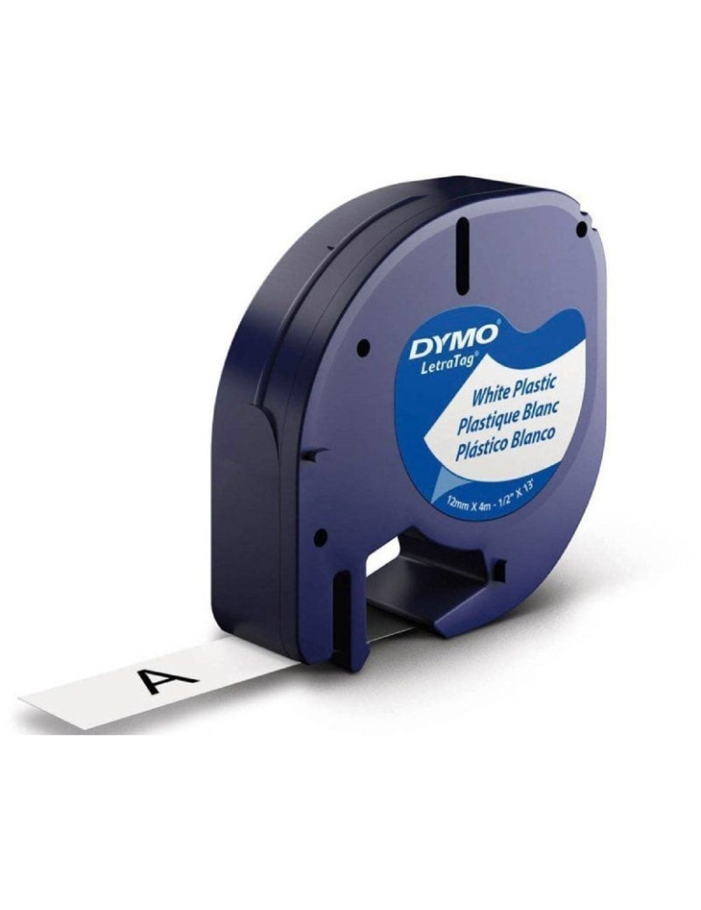 Cinta Rotuladora Adhesiva de Plástico Dymo 91221/ para Letratag/ 12mm x 4m/ Negra-Blanca