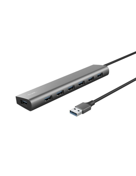 Hub USB 3.2 Gen1 Trust Halyx/ 7xUSB/ 1xUSB-C/ Gris