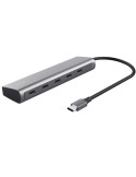 Hub USB Tipo-C Trust Halyx/ 4xUSB Tipo-C/ 1xUSB Tipo-C PD/ Gris