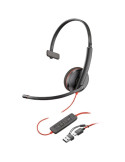 Auricular Poly Blackwire 3210 + Adaptador USB-C/A/ con Micrófono/ USB Tipo-C/ Bulk/ Negro