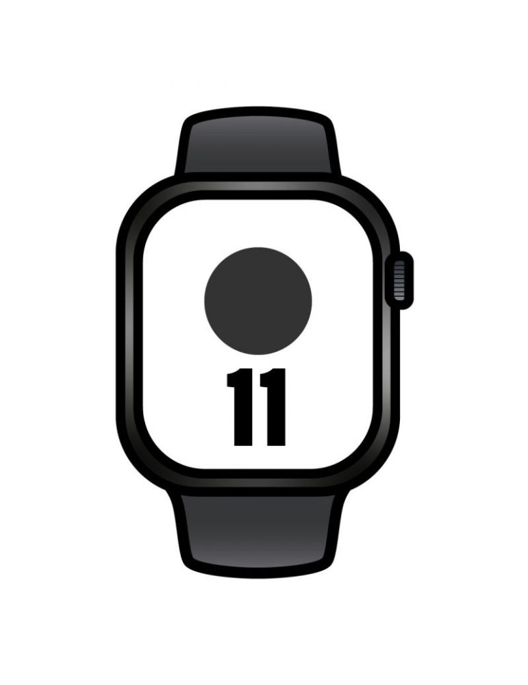 Apple Watch Series 11/ GPS/ Cellular/ 42mm/ Negro Azabache/ Correa Deportiva Negra (M/L)