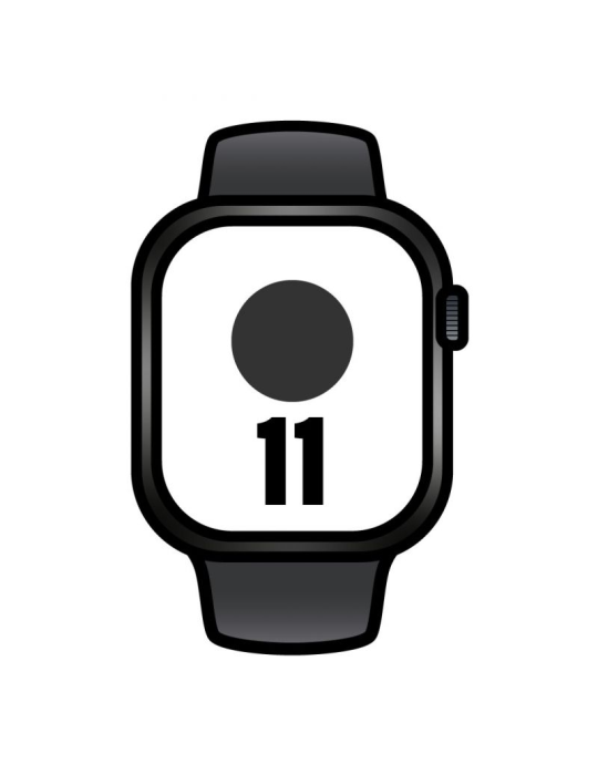 Apple Watch Series 11/ GPS/ Cellular/ 42mm/ Negro Azabache/ Correa Deportiva Negra (M/L)