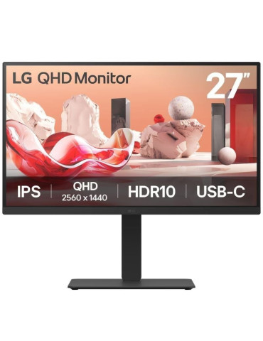 Monitor Profesional LG 27BA75QB-B 27"/ QHD/ Multimedia/ Negro