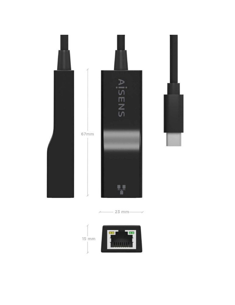 Adaptador USB Tipo-C - RJ45 Aisens A109-0765/ 1000 Mbps
