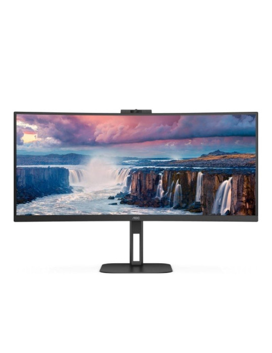 Monitor Profesional Curvo Ultrapanorámico AOC CU34V5CW/BK 34"/ UWQHD/ Webcam/ Multimedia/ Regulable en altura/ Negro