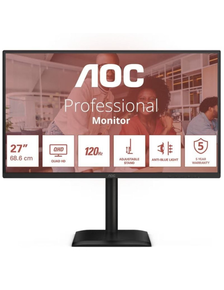 Monitor Profesional AOC Q27E4CV 27"/ QHD/ Multimedia/ Regulable en altura/ Negro
