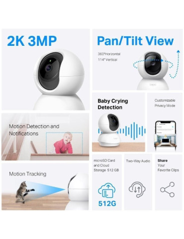 Cámara de Videovigilancia TP-Link Tapo TC71/ Visión Nocturna/ Control desde APP 2