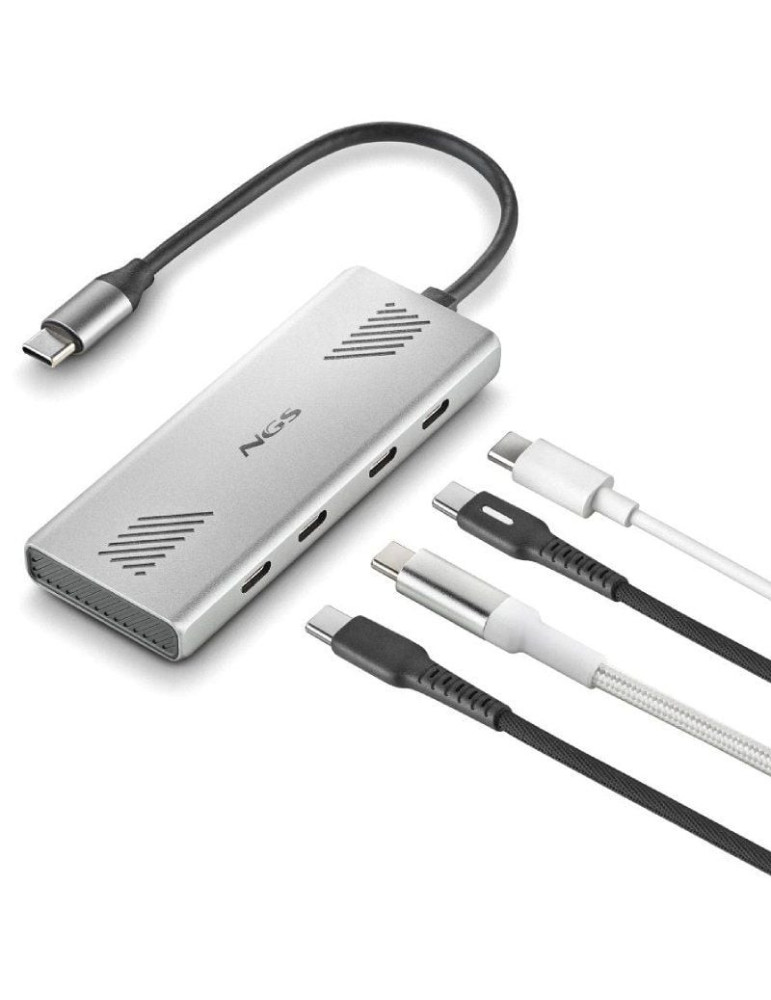Hub USB Tipo-C NGS Wonder4-C/ 4xUSB Tipo-C/ Gris