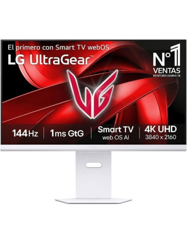 Smart Monitor Gaming LG UltraGear 32G810SA-W 32"/ 4K/ Multimedia/ 1ms/ 144Hz/ IPS/ Regulable en altura/ Smart TV/ Blanco