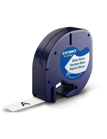Cinta Rotuladora Adhesiva de Plástico Dymo 91221/ para Letratag/ 12mm x 4m/ Negra-Blanca 2
