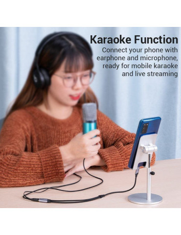 Cable Conversor USB Tipo-C Vention BGPHY/ USB Tipo-C Macho - 2x Jack 3.5 Hembra/ 30cm/ Gris 2