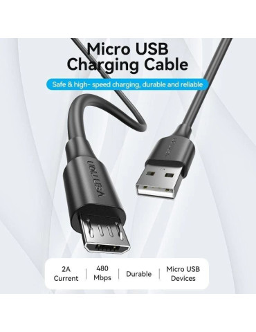 Cable USB 2.0 Vention CTIBF/ USB Macho - MicroUSB Macho/ 480Mbps/ 1m/ Negro 2