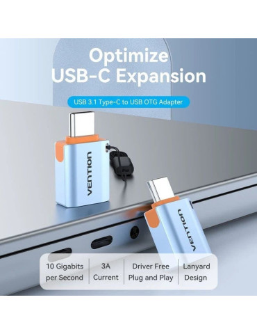 Adaptador OTG USB 3.1 Vention CUBH0/ USB Tipo-C Macho - USB Hembra/ Azul 2