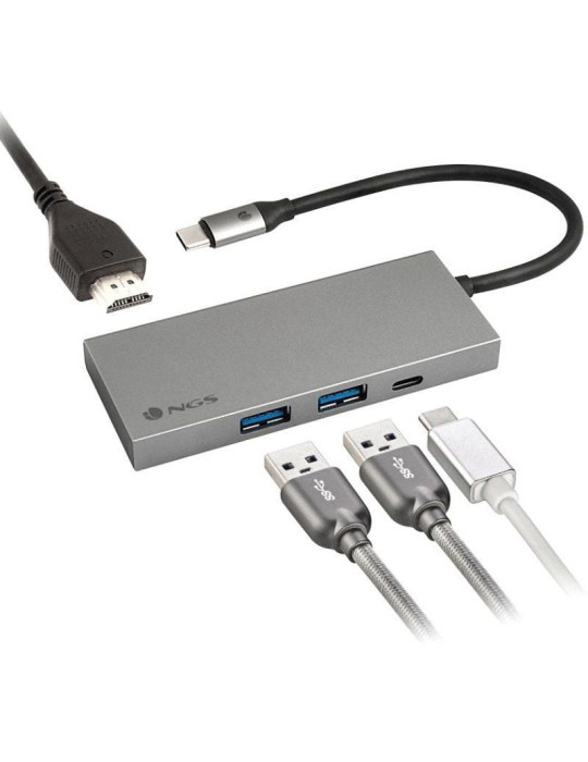 Docking USB Tipo-C NGS WonderDock4 Pro/ 2xUSB/ 1xUSB Tipo-C DP/ 1xHDMI 4K/ Gris