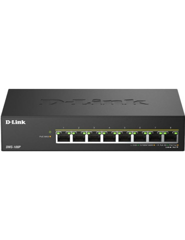 Switch D-Link DMS-108P/E 8 Puertos/ RJ-45 Gigabit 10/100/1000 PoE