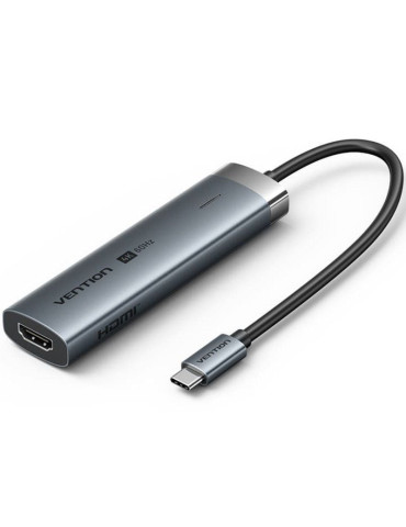 Docking USB Tipo-C Vention TGMHB/ 3xUSB/ 1xHDMI 4K/ 1xUSB Tipo-C PD/ Gris