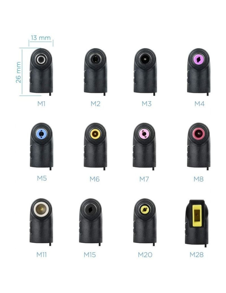 Cargador de Portátil TooQ TQLC-90BS02AT/ 90W/ 2xUSB/ Automático/ 12 Conectores/ Voltaje 12-20V