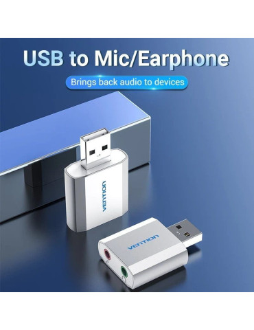 Tarjeta de Sonido Vention VAB-S13/ 2.1/ Plata 2