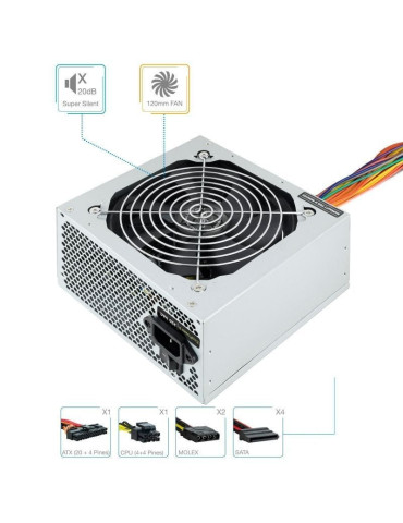 Fuente de Alimentación TooQ TQEP-500SSE/ 500W/ Ventilador 12cm 2
