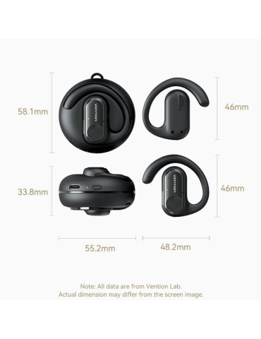 Auriculares Deportivos Bluetooth Vention Open Ear OpenBeat O11 NBPB0 con estuche de carga/ Negros 2