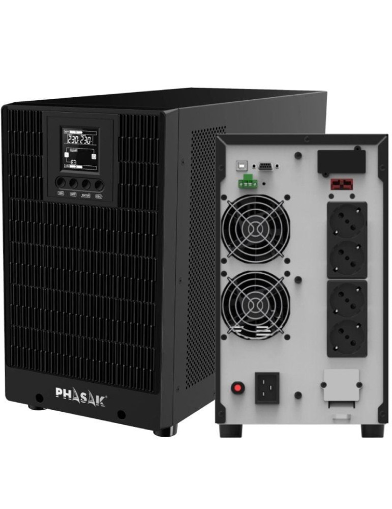 SAI Online Phasak 3000 VA Online LCD/ 3000VA-3000W/ 4 Salidas/ Formato Torre
