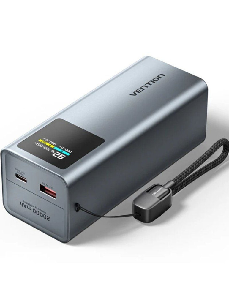 Powerbank 20000mAh Vention FKCH0/ 100W/ Gris/ Incluye Cable USB Tipo-C