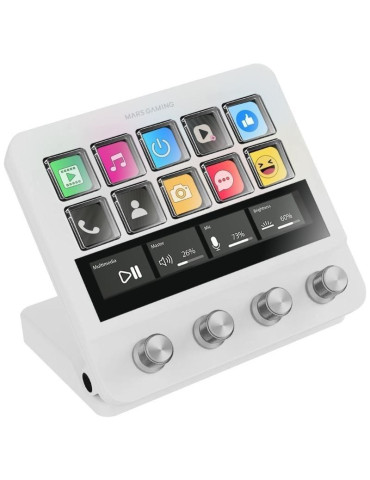 Stream Deck Mars Gaming MSD-PRO/ 10 Teclas LCD + 4 Diales Personalizables/ Blanco