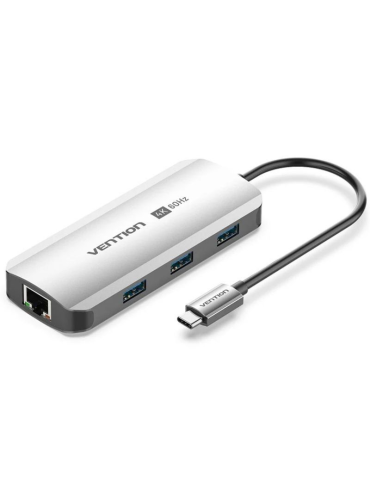 Docking USB Tipo-C Vention TQHHB/ 1xHDMI 4K/ 3xUSB/ 1xUSB Tipo-C PD/ 1xRJ45/ Gris