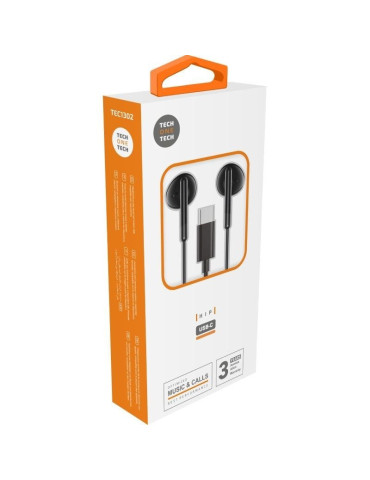 Auriculares Intrauditivos Tech One Tech earTECH TEC1302/ con Micrófono/ USB Tipo-C/ Negros 2