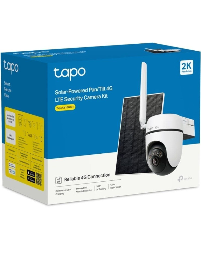 Cámara de Videovigilancia TP-Link Tapo C615G Kit/ Visión Nocturna/ Control desde APP/ Incluye Panel Solar