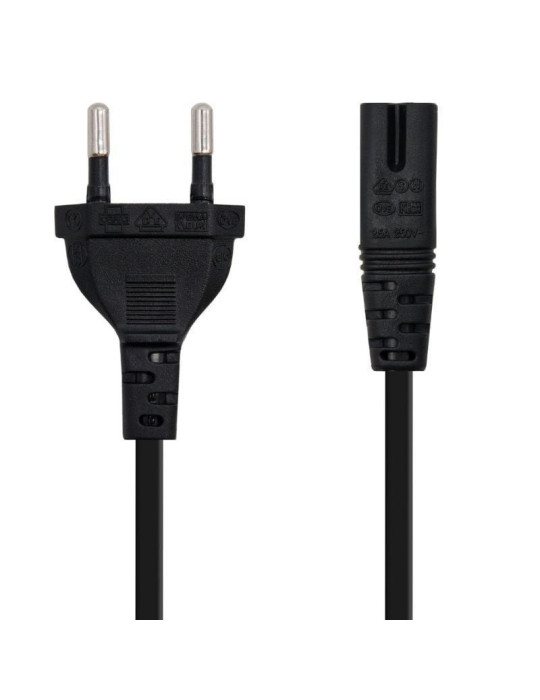 Cable Alimentación Forma 8 Nanocable 10.22.0402-L200/ CEE7/16 Macho - C7 Hembra/ 2m/ Negro