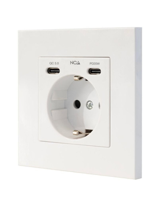 Roseta de Pared Nanocable 10 35 0012/ 1 Schuko/ 2 USB