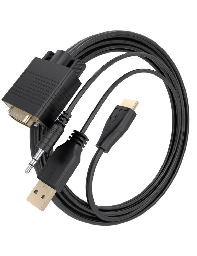 Cable Conversor Aisens A115-1008 SVGA Macho - USB Macho - Jack Macho/ HDMI Macho/ 1.5m/ Negro