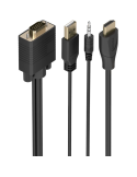 Cable Conversor Aisens A115-1009 SVGA Macho - USB Macho/ Jack Macho - HDMI Macho/ 2m/ Negro