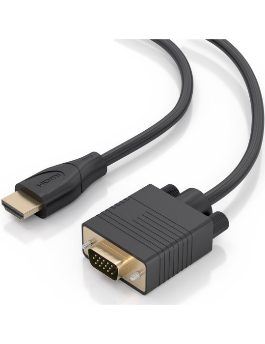 Cable Conversor Aisens A122-1010 SVGA Macho/ HDMI Macho/ 1m/ Negro