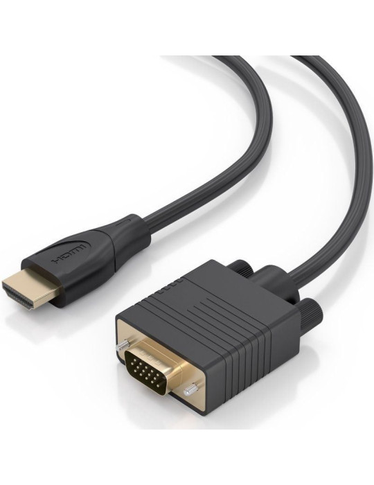 Cable Conversor Aisens A122-1012 SVGA Macho/ HDMI Macho/ 2m/ Negro