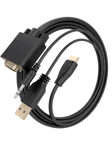 Cable Conversor Aisens A122-1013 SVGA Macho - USB Macho - Jack Macho/ HDMI Macho/ 1m/ Negro 2