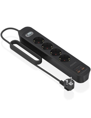 Regleta con Interruptor Aisens ASPS-2A2C13-BK/ 4 Tomas de Corriente/ 2 USB - 2 USB Tipo-C/ Cable 1.4m/ Negro 2