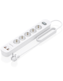 Regleta con Interruptor Aisens ASPS-2A2C14-W/ 5 Tomas de Corriente/ 2 USB - 2 USB Tipo-C/ Cable 1.4m/ Blanco