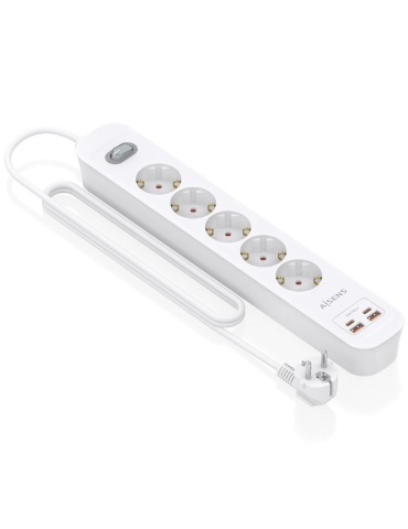 Regleta con Interruptor Aisens ASPS-2A2C14-W/ 5 Tomas de Corriente/ 2 USB - 2 USB Tipo-C/ Cable 1.4m/ Blanco 2