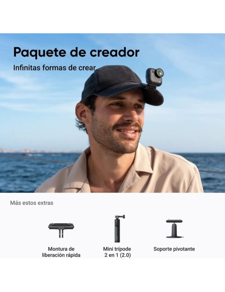 Cámara Digital Deportiva Insta360 GO Ultra Pack Creador/ 4K/ Ángulo de visión 360 / Negra