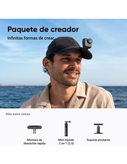 Cámara Digital Deportiva Insta360 GO Ultra Pack Creador/ 4K/ Ángulo de visión 360 / Negra