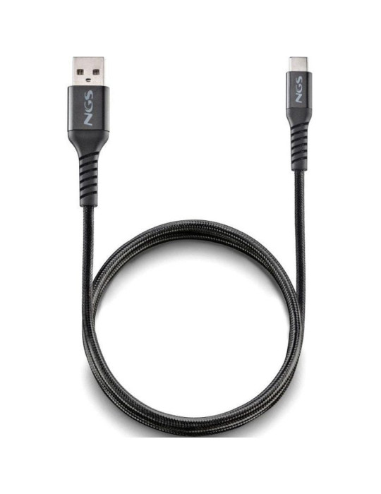 Cable USB 2.0 NGS KNOT-AC/ USB Macho - USB Tipo-C Macho/ 480Mbps/ 1m/ Negro