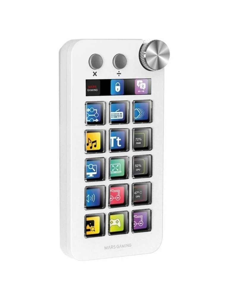 Control Deck Mars Gaming MSD-NEO/ 15 Teclas LCD/ 1 Rueda/ 2 Botones/ Blanco